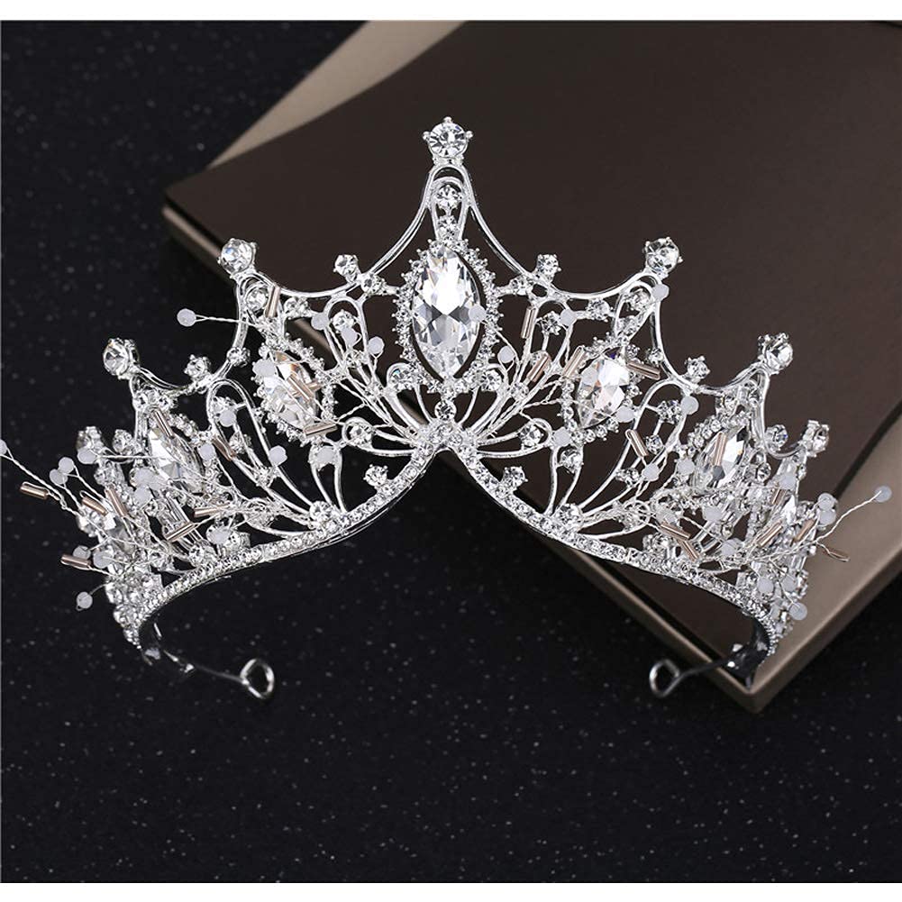 Zooma Tiara de cristal para novia, tiara de princesa, diadema de boda, para bodas, bailes, concursos, fiestas, cumpleaños, aleación, cristal y diamantes de imitación