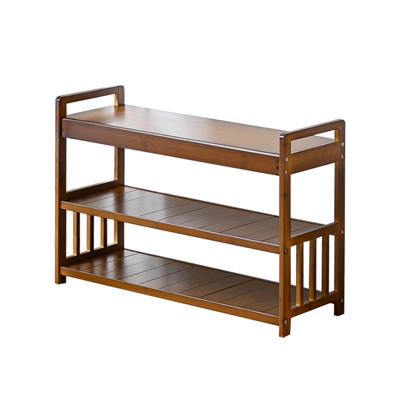 WJFTODAY Bamboo Shoe Rack Bench 2 Tier Entryway Storage Stable Structure for Front Door Bedroom Living Room Hallway 51cm/20in Simple Design