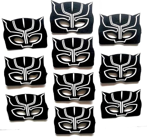 TOOLSSIDE Máscara de pantera negra para niños, paquete de 10 máscaras de fieltro para niños, suministros de fiesta de cumpleaños de superhéroes,