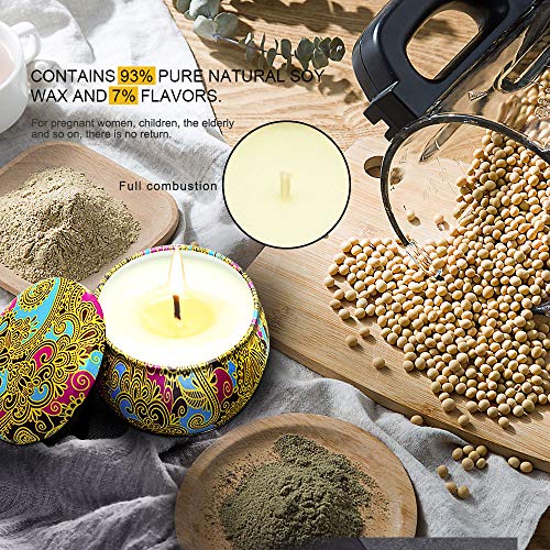 Scented Candles Gifts Set For Women,Lavender, Lemon, Mediterranean Fig, Fresh Spring, Real Soy Wax Portable Travel Tin Candle 5.6 Oz #TOP2