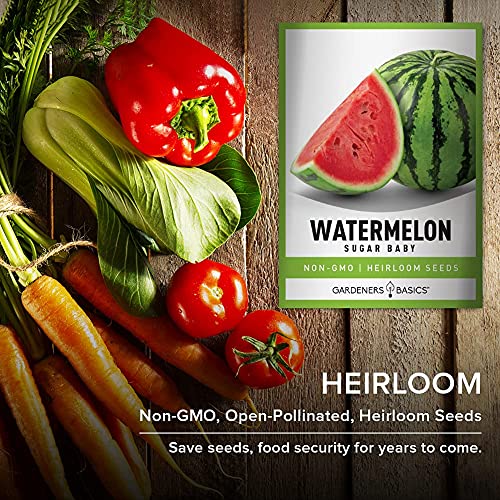 Watermelon Seeds For Planting - Sugar Baby Heirloom Variety, Non-Gmo Fruit Seed - 2 Grams Of Seeds Great For Outdoor Garden By Gardeners Basics #TOP6