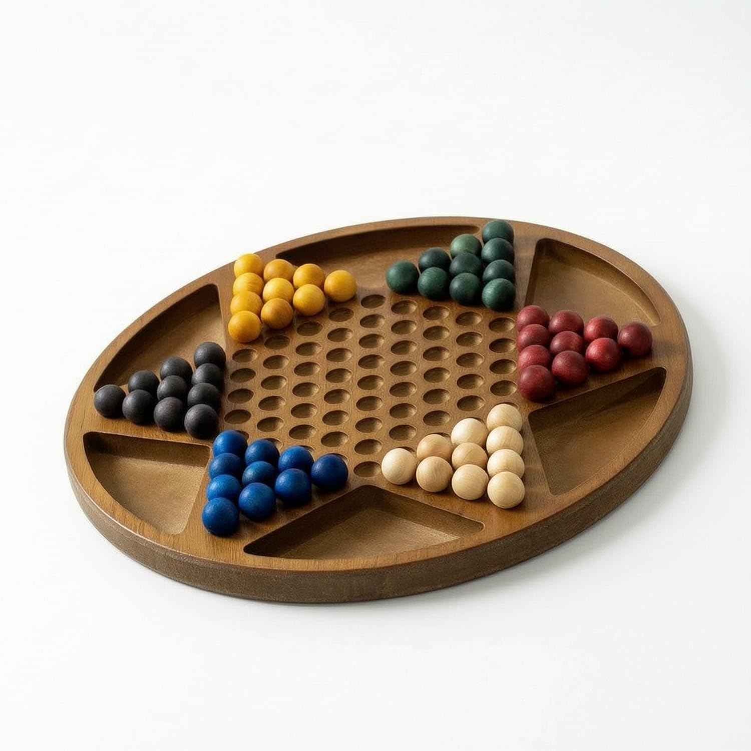 Round Marble Strategy Game Compact Marble Board Game Portable Wooden for Families, Students, Home, Classroom, MDF Multi Wood Round-image-1