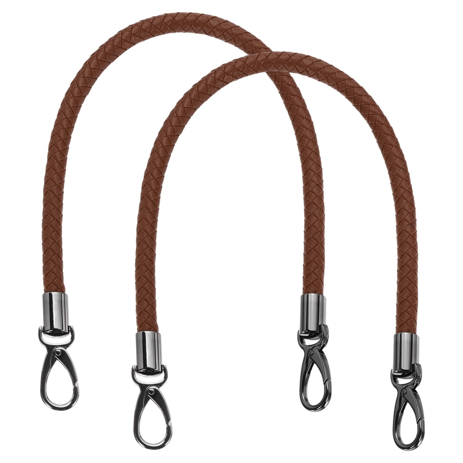 sourcing map 2 Pcs Braided Purse Strap, 55cm 21.7" PU Leather Purse Strap for Handbag Bag Handle Replacement for DIY Making Handbag Underarm Bag, Brown (Black Buckle)