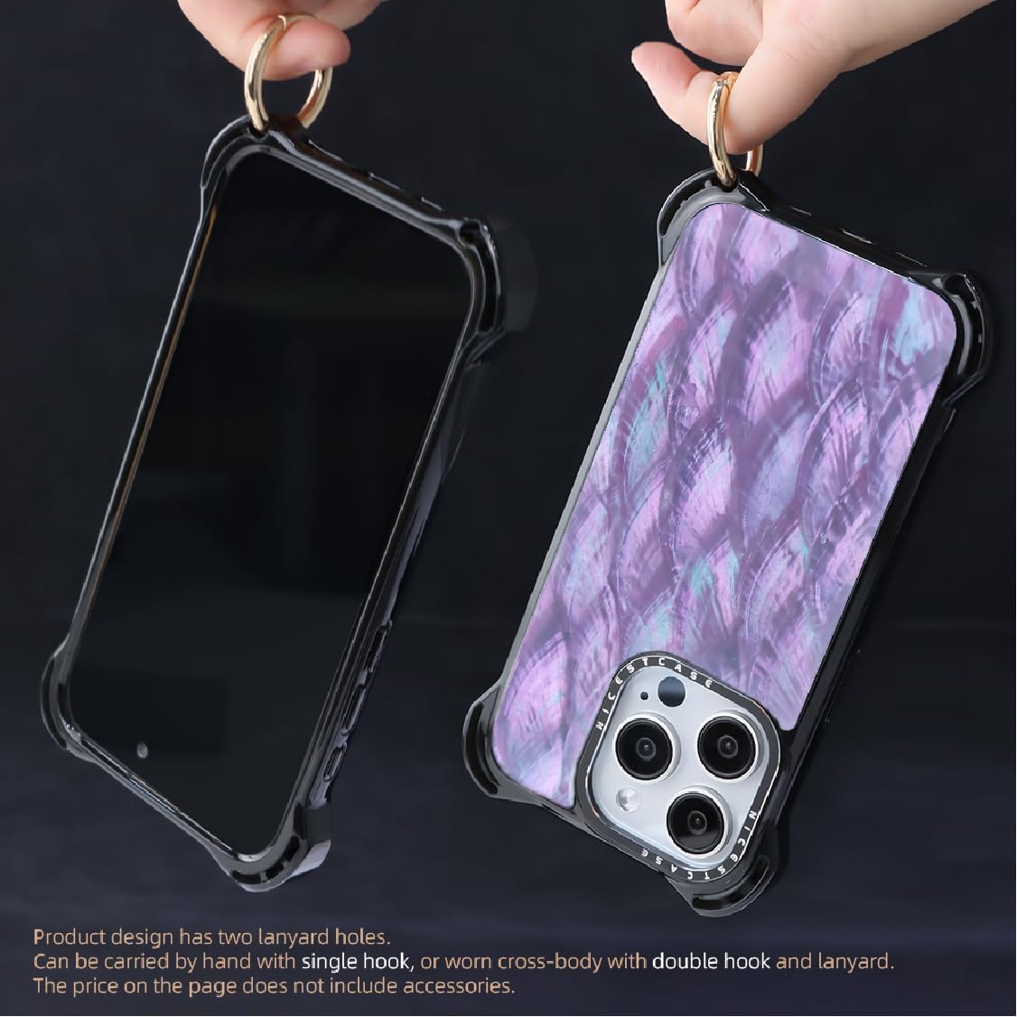 Ultra Impact for iPhone 15 Case Made with Unique Genuine Seashell, Military Grade Drop Tested / 24ft 7.5m Anti-Drop Protection Air Cushion Corners Wireless Charging - Purple