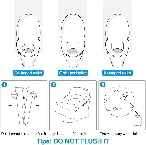 Miniatura 5 de BLIKA Fundas de asiento de inodoro portátil en forma de U y 80 unidades desechables