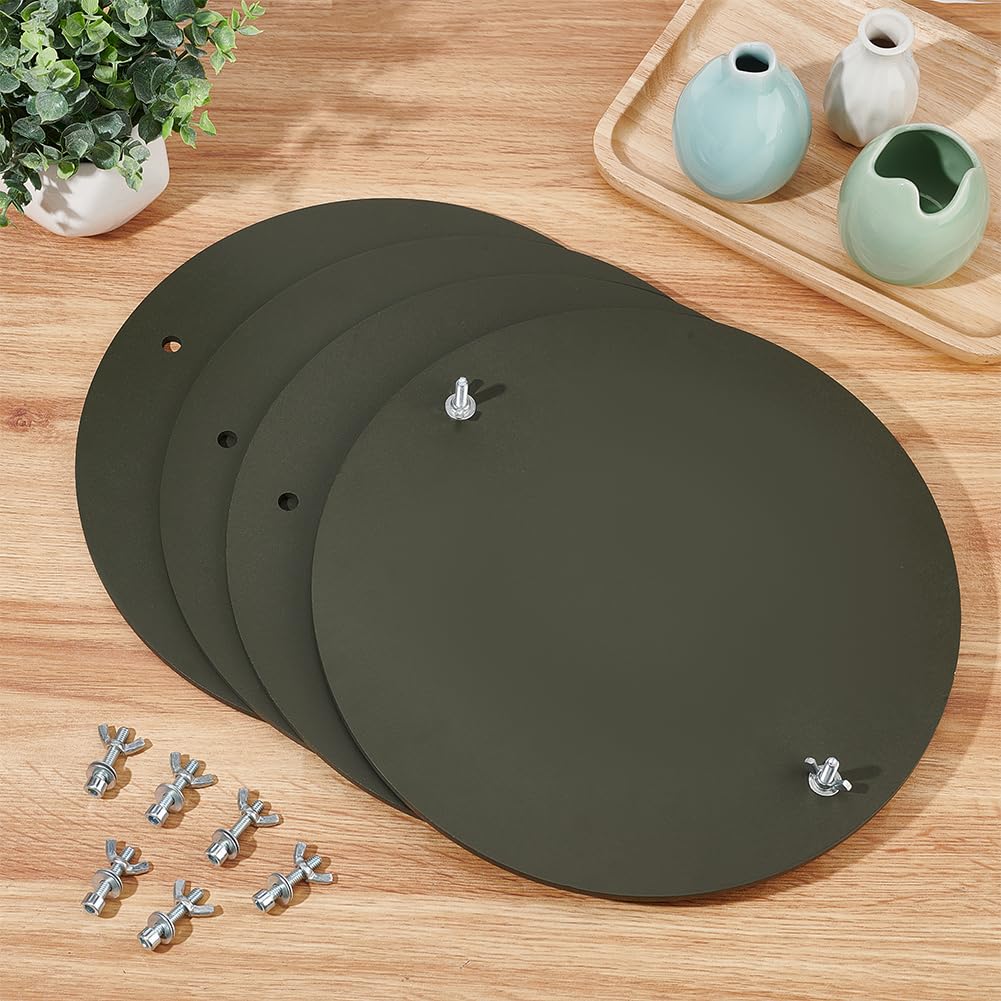 BENECREAT 4 pezzi Pipistrelli per ceramica verde oliva, diametro 30 cm preforato tondo argilla racchetta per tornitura argilla, produzione di ceramica, spessore 5.5 mm
