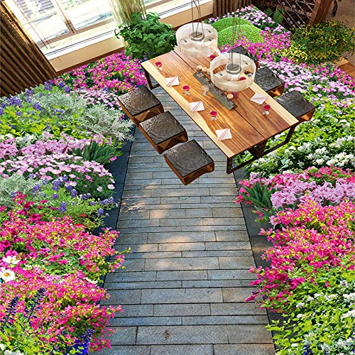 Custom Photo Wall Paper 3D Creative Flowers Path Floor Tiles Murals Sticker PVC Waterproof Bathroom Hotel 3D Flooring Wallpapers-150105cm