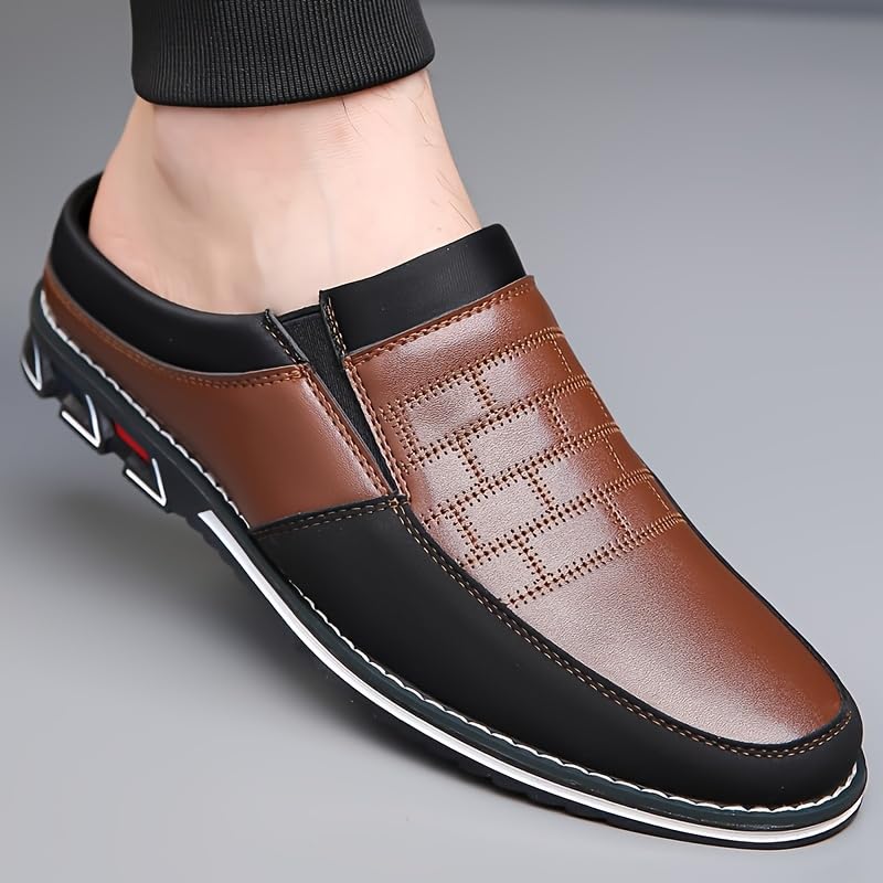 BIGSIZE Men's Stylish Slip-On Loafers - Two Tone Brown & Black Design, Comfortable Casual Shoes for Office & Casual Attire, Durable Rubber Sole, All-Season Versatility, Office Shoes4