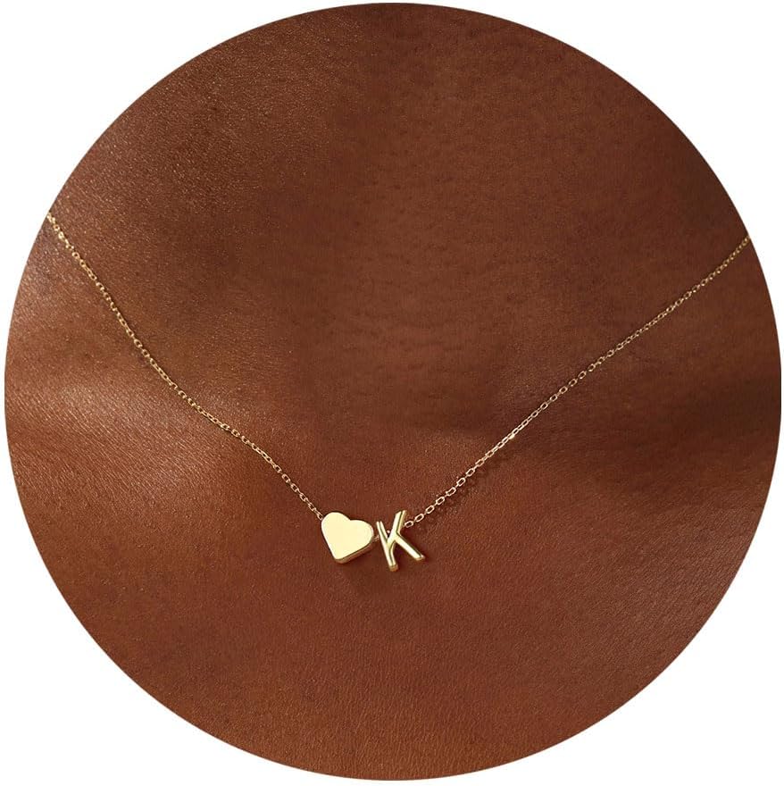 Heart Initial Necklace for Women Teen Girls - 18K Gold Plated Letter A-Z Pendant Necklace Dainty Heart Necklaces Tiny Initial Necklaces Birthday Gifts for Women Jewelry