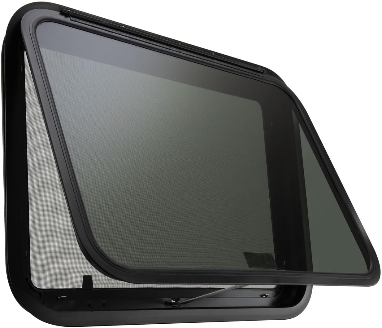 Toughgrade RV Exit/Escape Window 36" X 22" X 2" with Ring, Black, Tempered Plastic