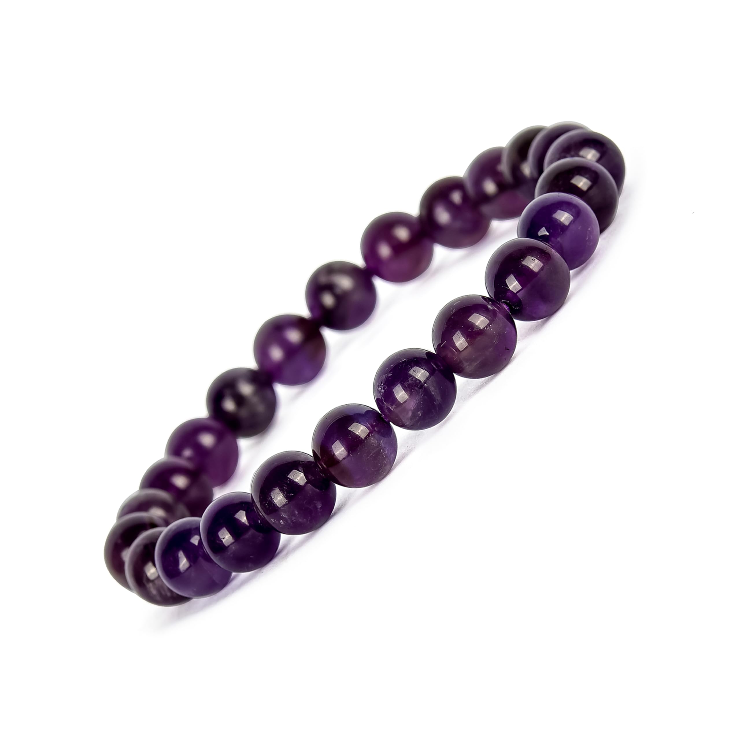 GEMSMANTRA Natural Amethyst Bracelet for Men and Women | Lab Certified 8 mm Round Cut Beads | Unisex Healing Stone Bracelet for Courage and Calm (B0CH565H2T) Amazon Price History, Amazon Price Tracker
