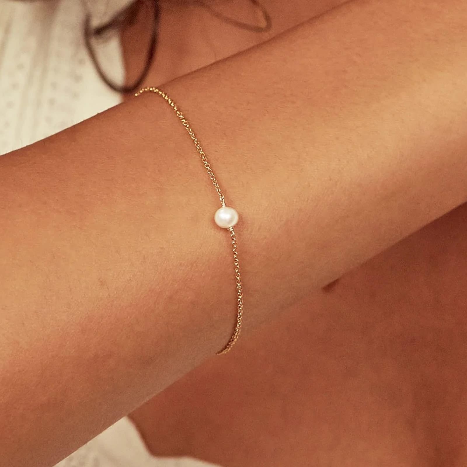 Bracelets classiques en or jaune 9 K/14 K/18 carats pour femme avec perle véritable, or 375/585/750