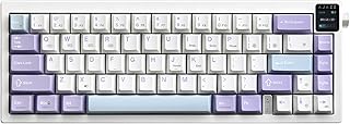 AJAZZ AK650 Mechanical Keyboard with Smart Display & Knob,65% Wireless Mechanical Keyboard BT/2.4G/USB-C, Hot Swappable, PBT Keycaps, with RGB Light for Win & Mac(Purple,Flying Fish Switch)