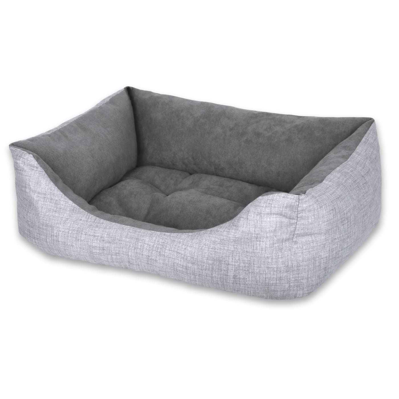 MERCURY TEXTIL- Sofá, Cesta,Cama Comoda para Perros,Gatos y Mascotas, con Relleno de Fibras Super Suave,Resistente al Desgaste y Duradero (Mediano, Gris)