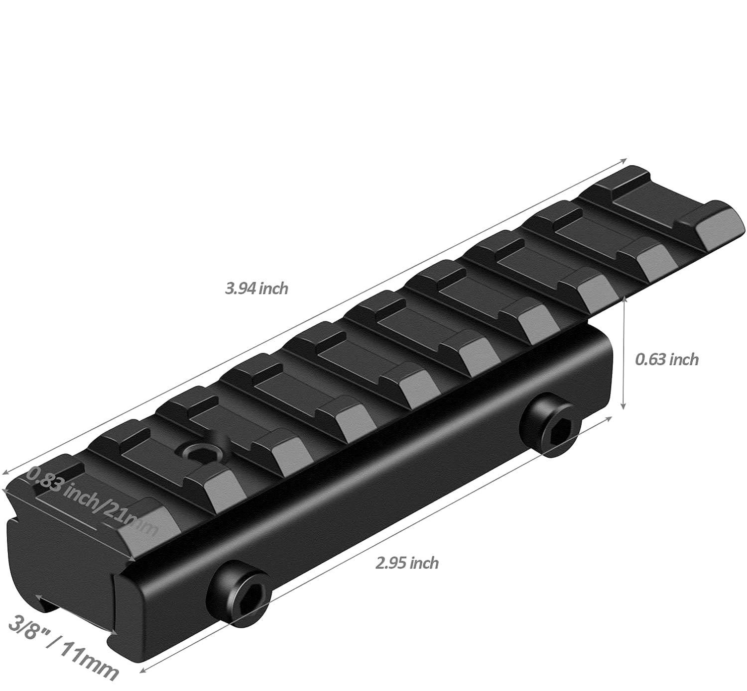 Aluminum Length 100mm 9 Slots Rail 11 mm to 20 mm Dovetail Rail Adaptor for 20 mm Picatinny Rail