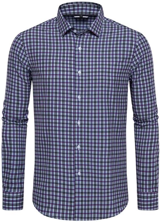 EOUOSS Mens Dress Shirts Stretch Long Sleeve Button Down Shirts Print Regular Fit Casual Busines Shirt