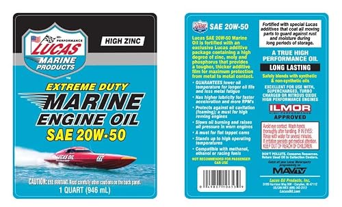 Lucas Oil Marine SAE 20W-50 Engine Oil - 1 Quart (Pack of 6)