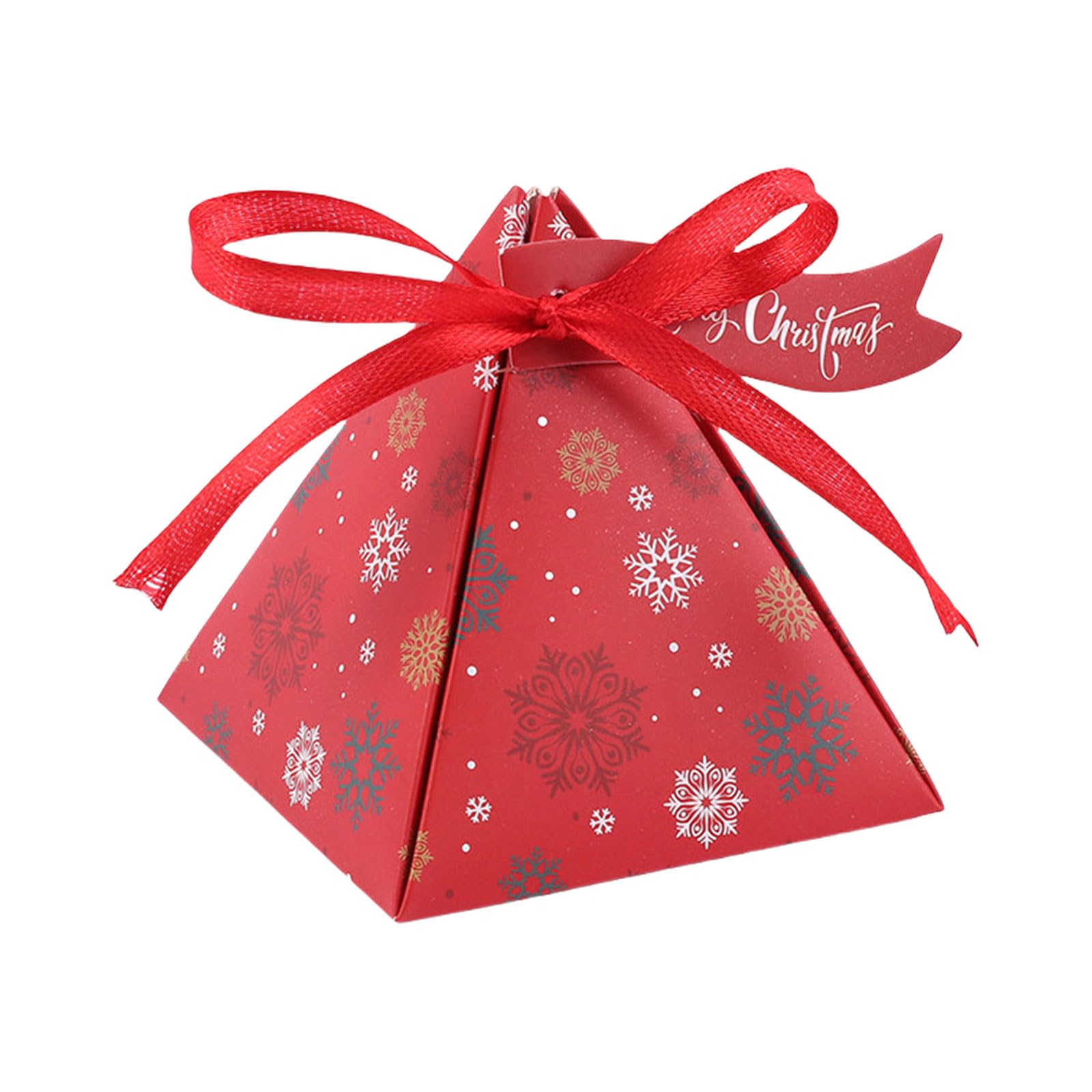 Kalttoy 50pcs Christmas Triangles Shape Candy Boxes Christmas Party Supplies Beautiful Triangles Gift Boxes for Sweet Treat Treats