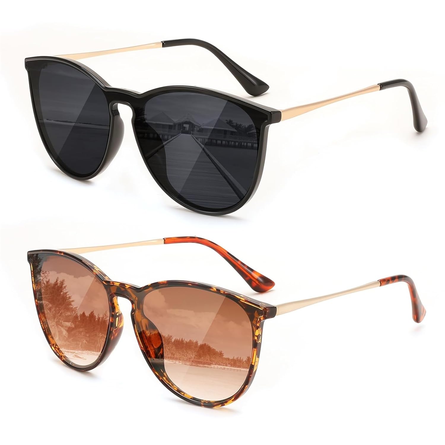 Karsaer 2 Pack Sunglasses for Women Stylish Round Ladies Goggles Men Sun Glasses E1370 - Review, Price and Buying Guide