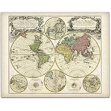 Vintage Old World Map - 11x14 Unframed Art Print - Great Vintage Home Decor and Gift for Old Map Enthusiasts