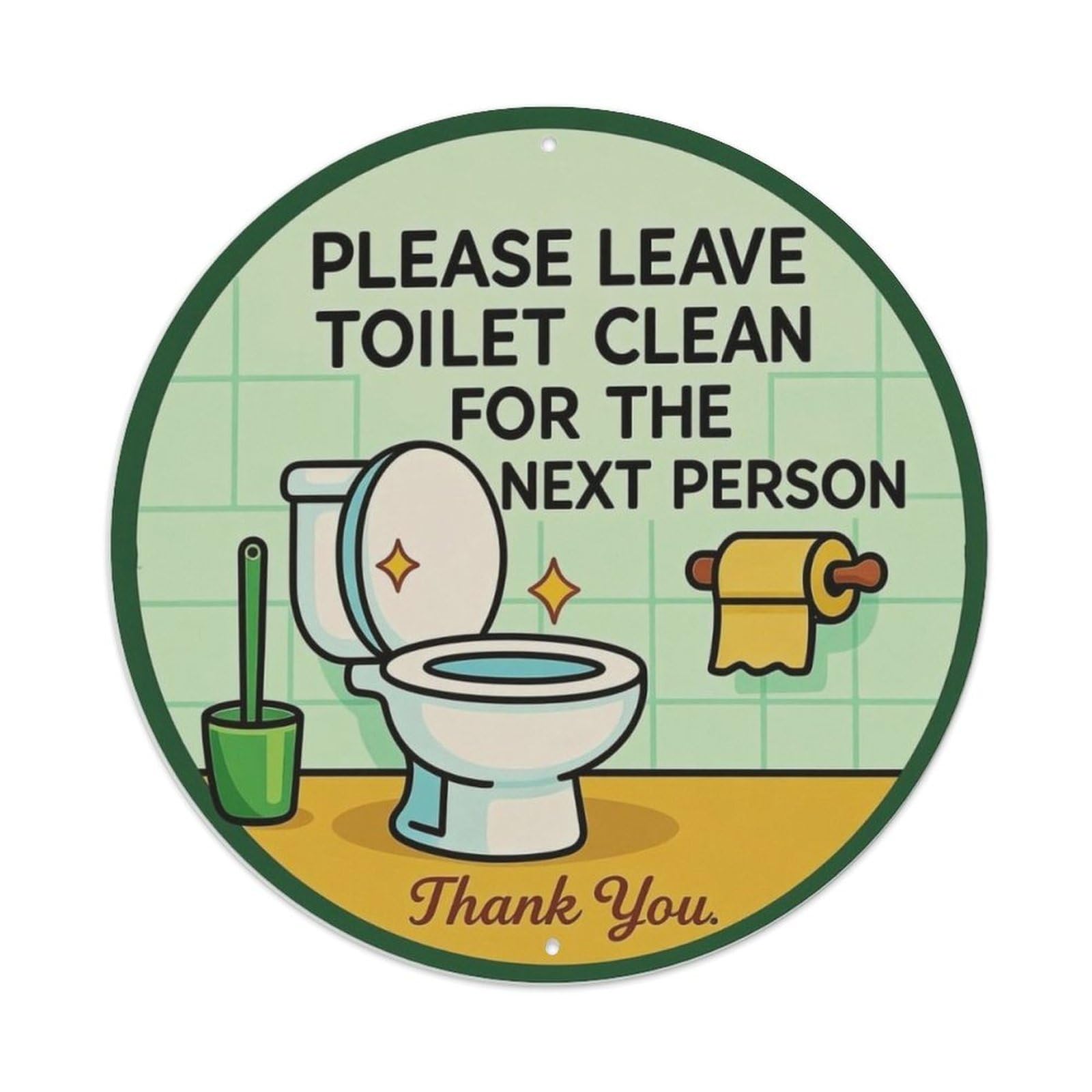Metal Tin Sign Please Leave Toilet Clean, Bathroom Reminder Sign