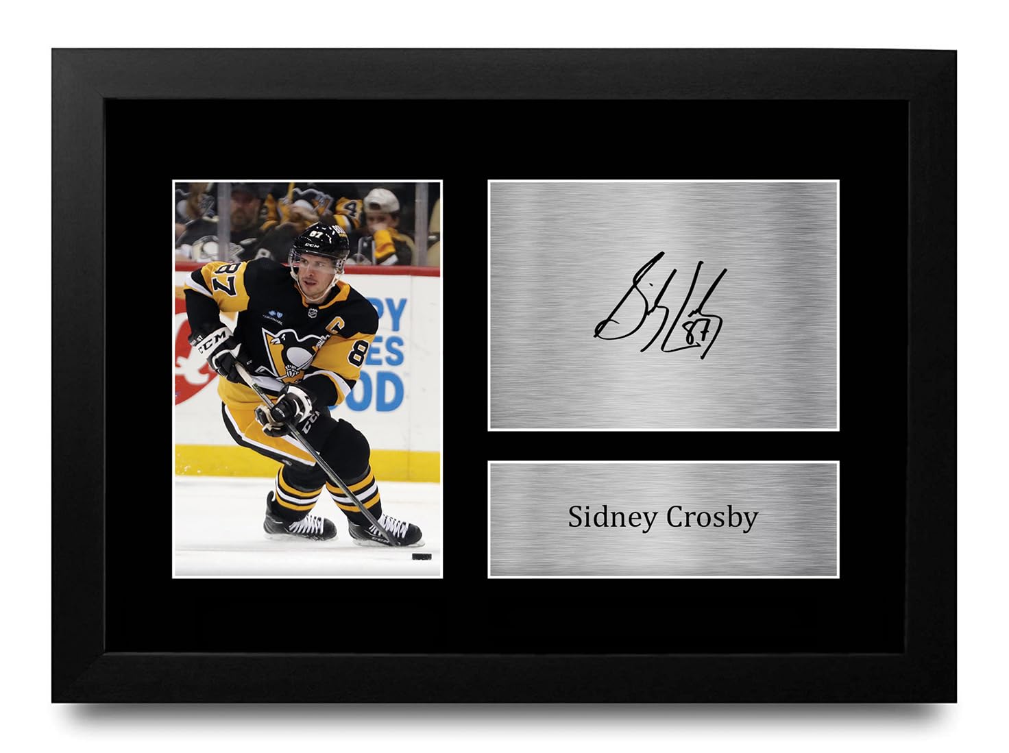 HWC Trading Sidney Crosby Pittsburgh Penguins Gifts Printed Signed Autograph Picture for Ice Hockey Fans - A4 Framed