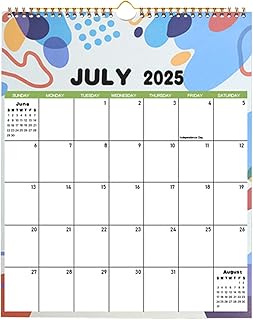 2025-2026 カレンダー - 職場用月間カレンダー,大判罫線ブロック 2025年7月-2026年12月 二重ワイヤー綴じ ジム 家庭 学校 スケジューリングプランナー