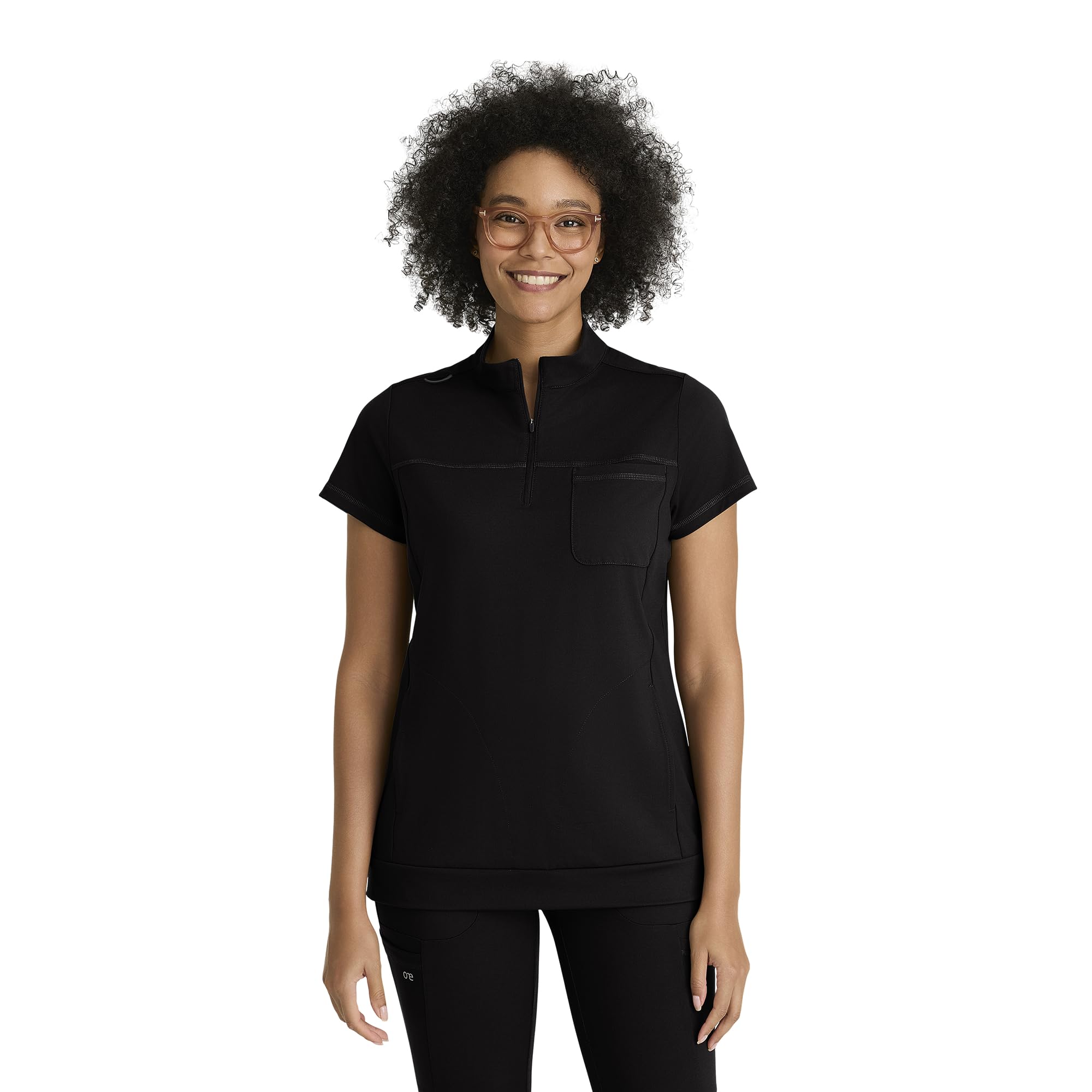 BARCO One Performance Knit Vigor Classic Fit Scrub Top for Women – 3-Pocket Mock Neck Shirt with Moisture Wicking Fabric