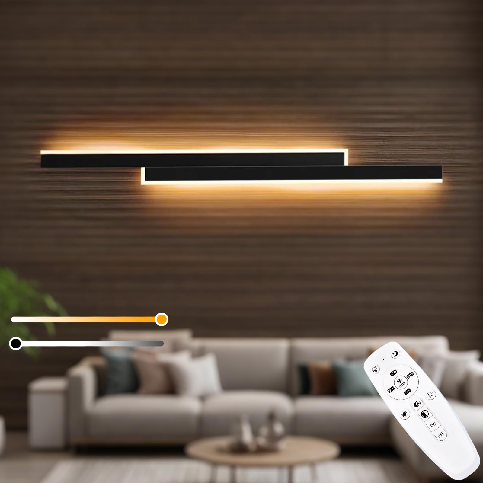 25W LED Wandleuchte Innen Dimmbar 100CM Wandlampe innen mit Fernbedienung,Up Down Wandlicht,Moderne Wandbeleuchtung Schwarz für Schlafzimmer Korridor Wohnzimmer Treppe Kinderzimmer Küche