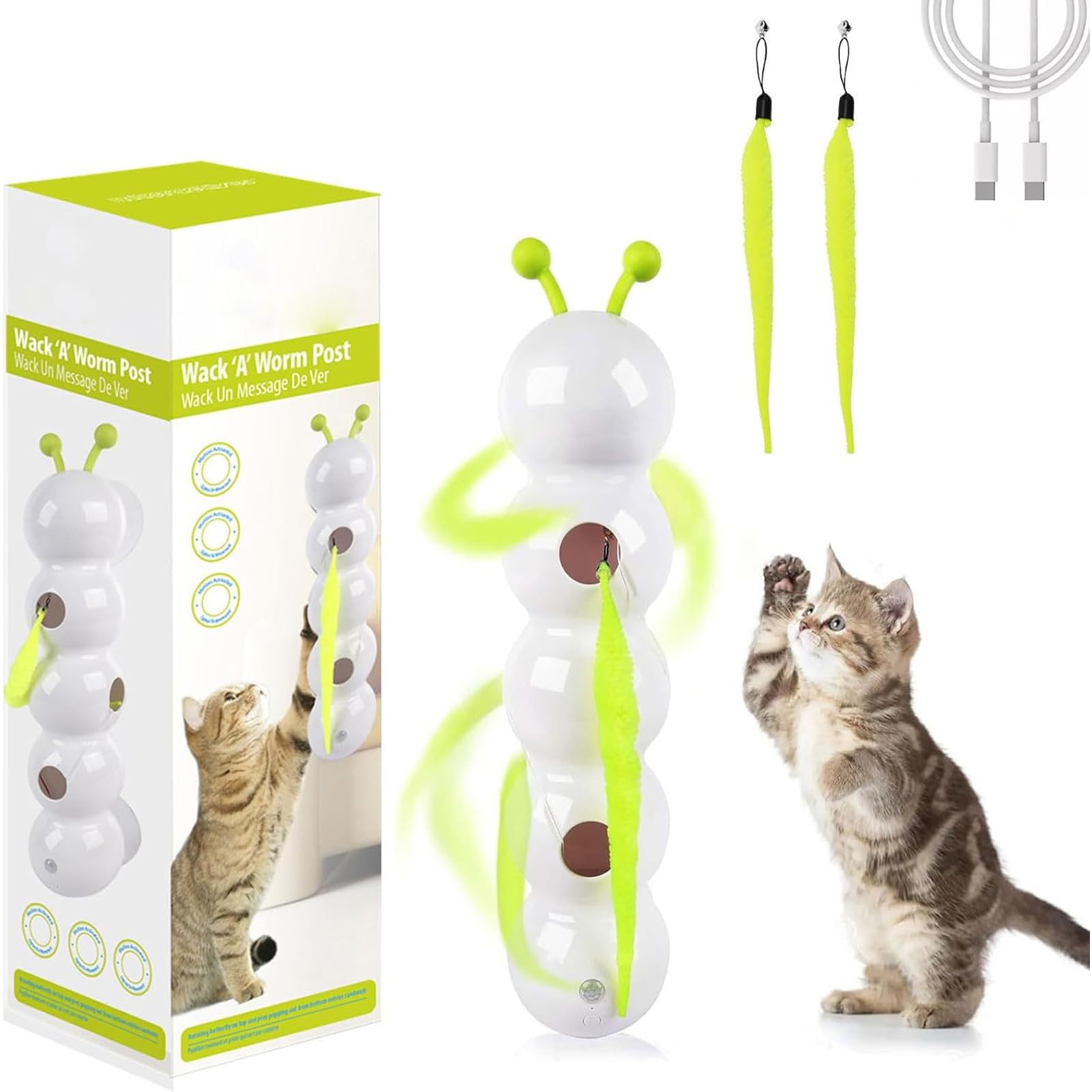 Juguete con gusanos montado para gatos con estimulación interactiva inteligente