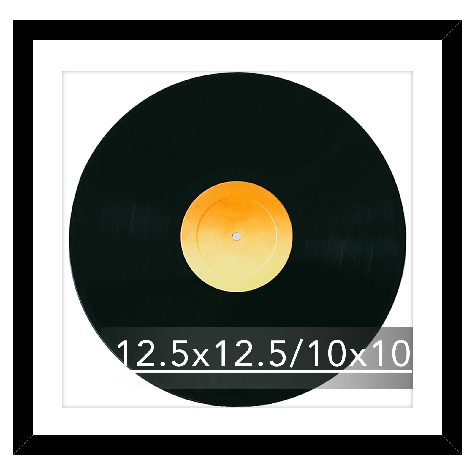 JCJMY 12.5x12.5 Vinyl Record Frame with 10x10 Mat for Vinyl Record Album Cover Poster, Display Picture 10x10 with Mat or 12.5 x 12.5 Without, Wall Hanging Record Frame with Plexiglass, Black