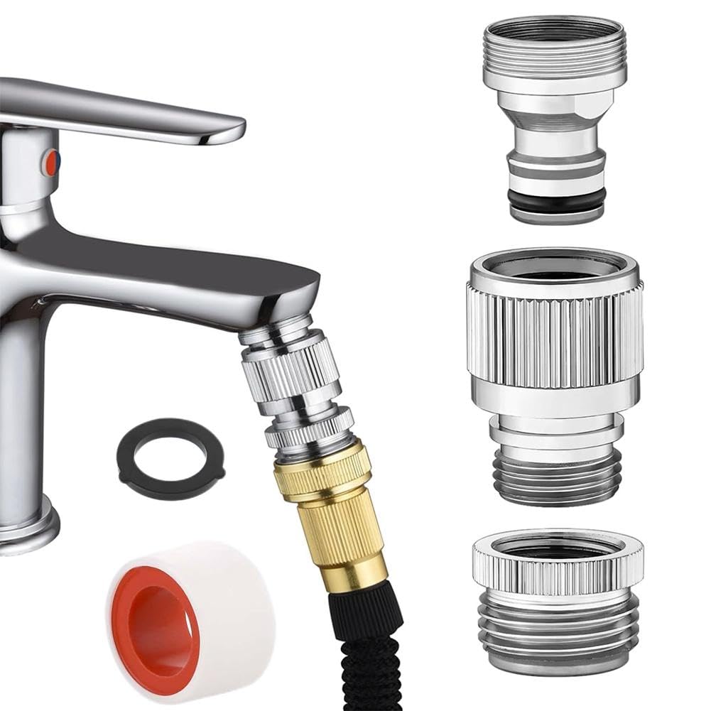 Juego de adaptadores de grifo giratorio para manguera de jardín con conector rápido y arandela portátil, ideal para mangueras de ducha y baño de mascotas, modelo 2025