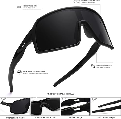 Miniatura 4 de Gafas de sol deportivas polarizadas para hombres y mujeres, gafas de ciclismo con protección UV, para bicicleta de montaña, correr, pesca
