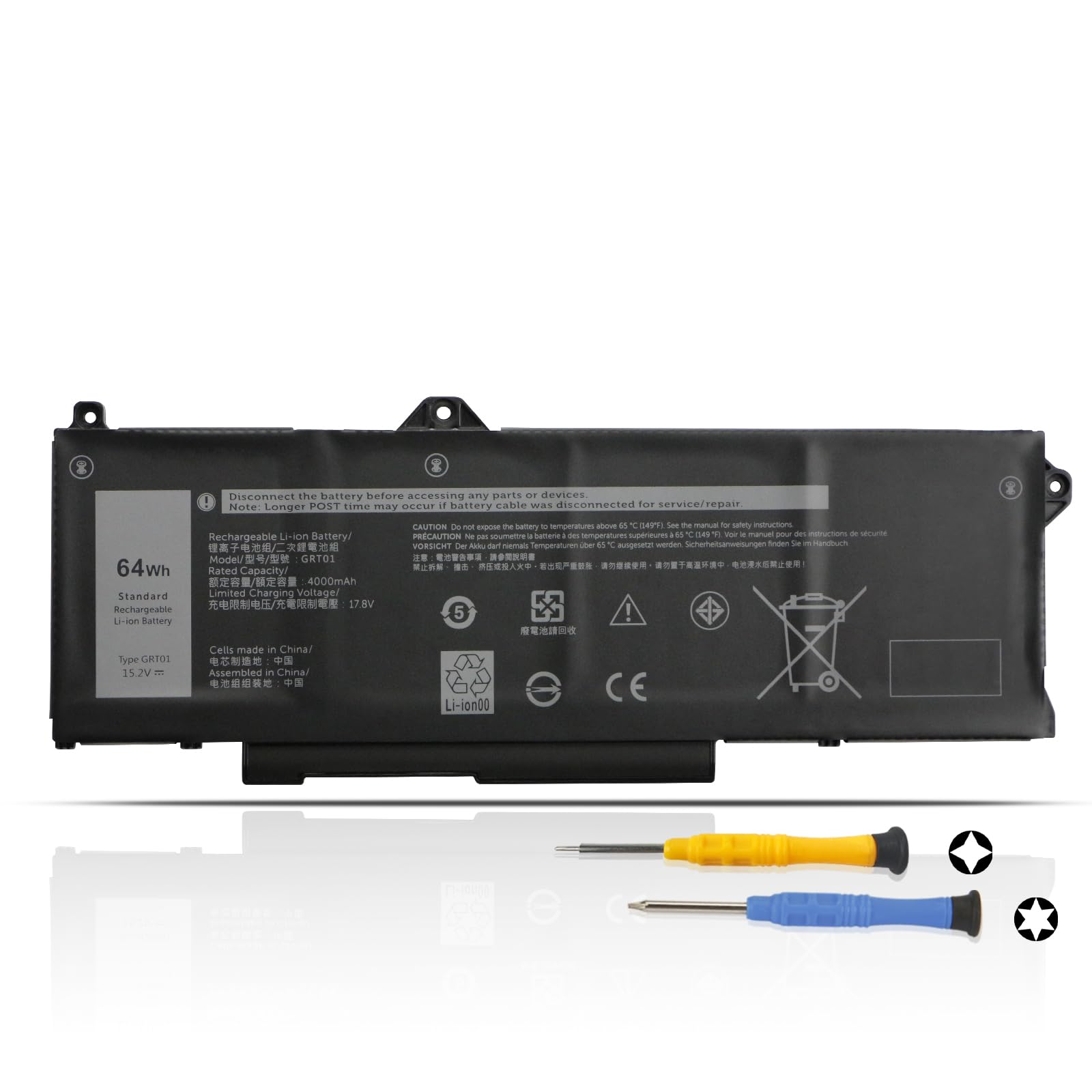 K KYUER 64Wh GRT01 Laptop Batteria per Dell Latitude 14 15 5421 5431 5521 5531 Precision 3470 3561 3571 3581 Mobile Workstation Alien ware M17 R5 AMD Gaming Series 0P3TJ R05P0 05RGW VXD57 9JRV0 00P3TJ