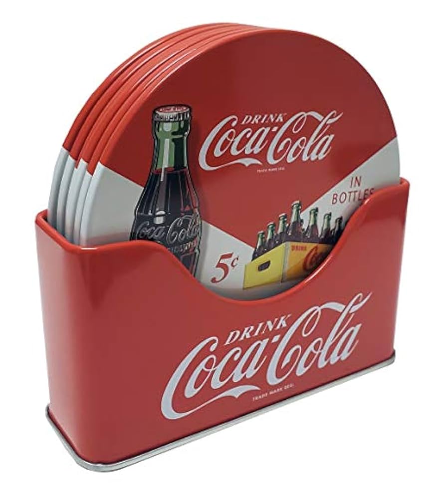 コカコーラ 金属製 小物入れ Amazon.com: The Tin Box Company Coke 6 pc Coaster Set with