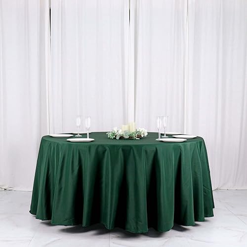 Miniatura 3 de Balsa Circle Mantel redondo de poliéster lavable de 120 pulgadas, color verde cazador, de fácil cuidado, para interiores y exteriores, despedida de
