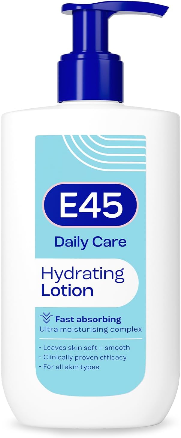 E45 Daily Lotion 400 ml for all Skin Types – Hydrating Non-Greasy Lightweight Moisturiser - Perfume-Free Long Lasting Body Face Hand Cream - Dermatologically Tested