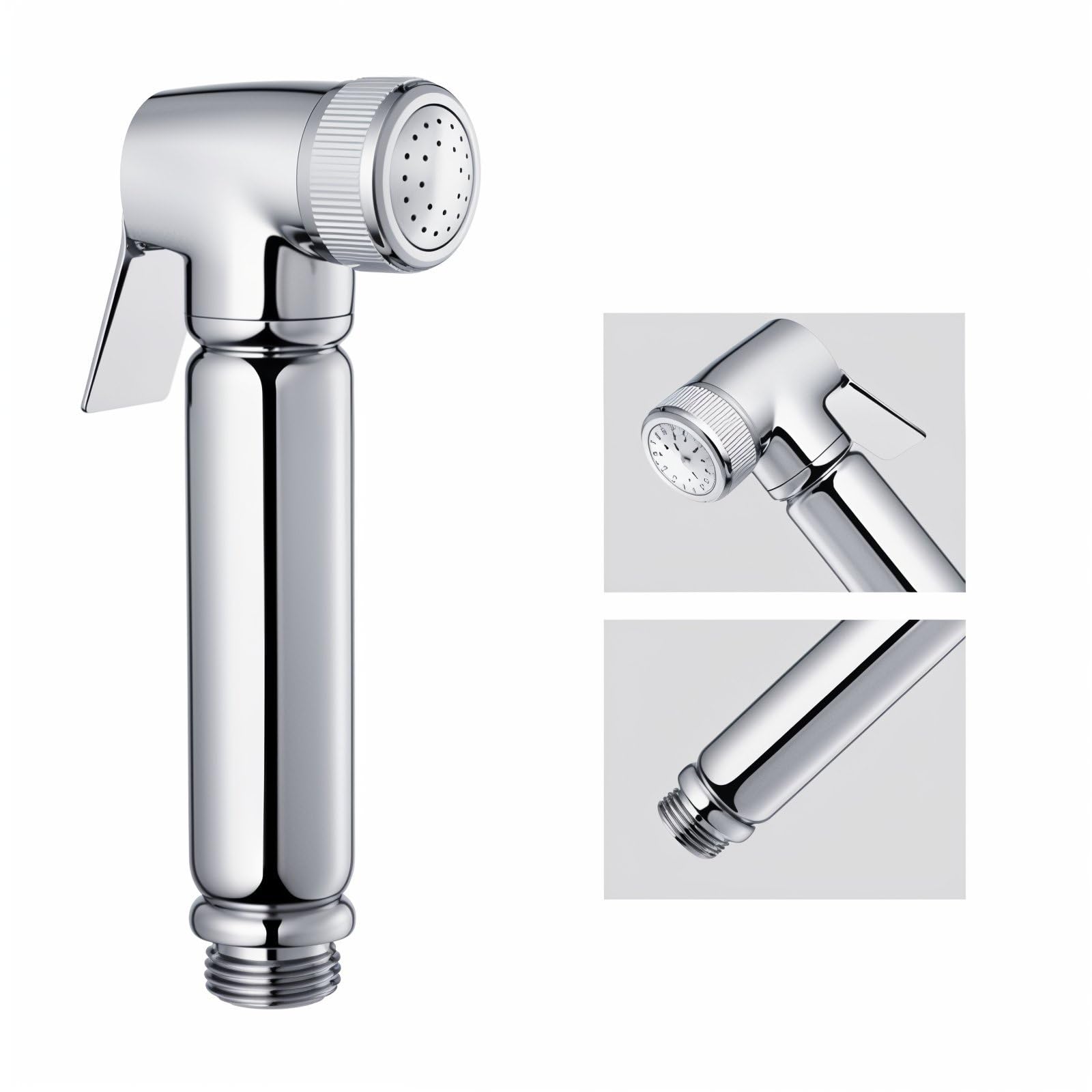 Douchette WC Bidet en Laiton Massif Chromé – Set Complet Soho Design avec Robinet d’arrêt Intégré, Flexible Métallique 120 cm, Montage G1/2”, Design Compact Moderne
