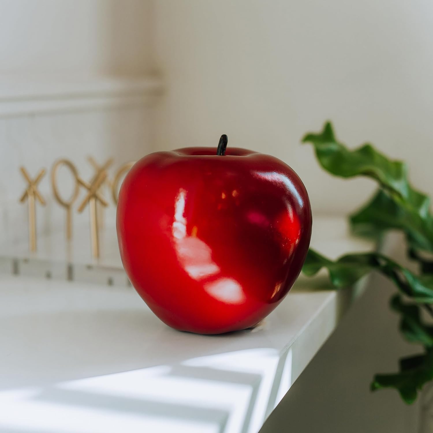 Flora Bunda 6" Artificial Shiny Large Centerpiece Apple,red