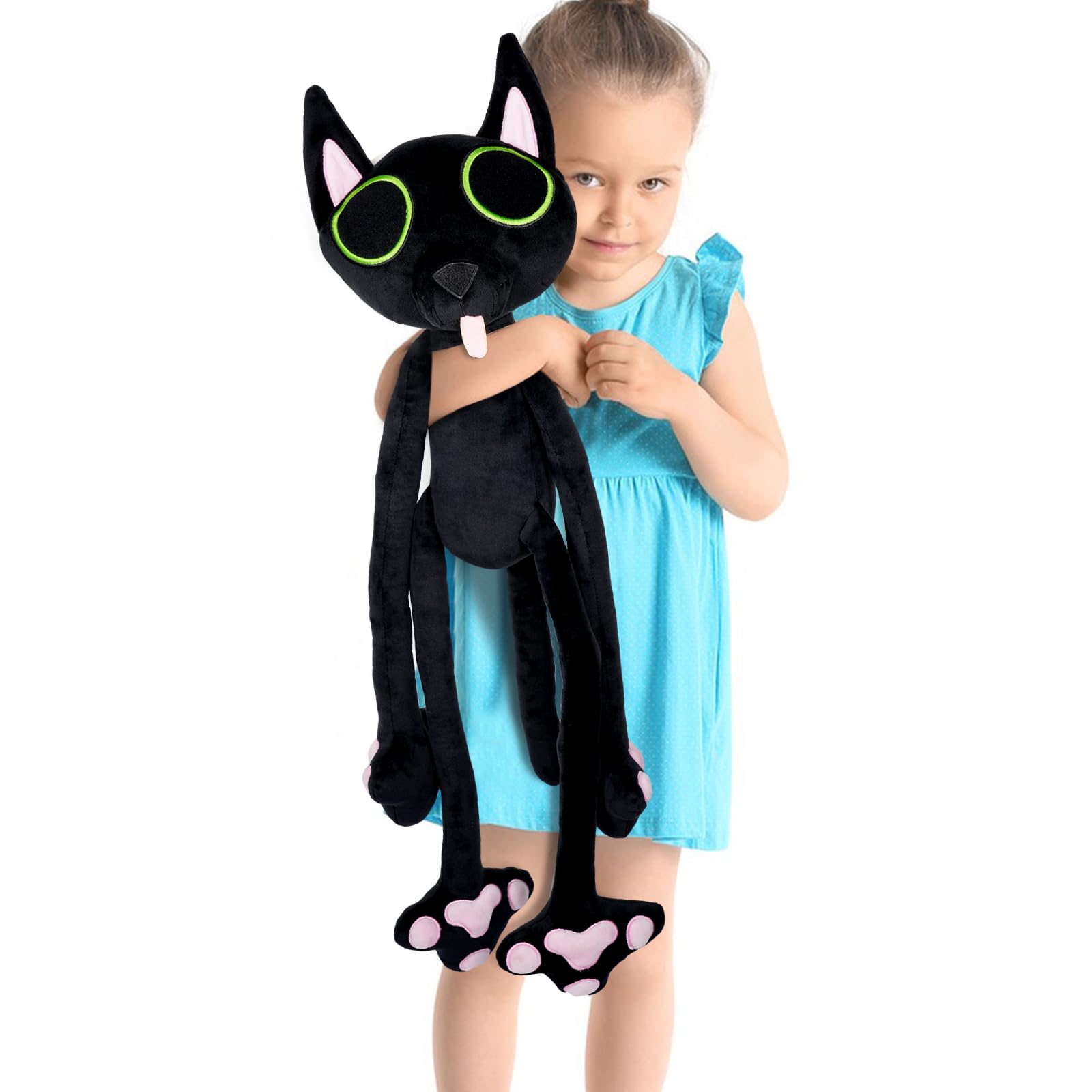 Floppy Noodle Cat Plush Toys, 28.7 inch Black Noodle Cat Stuffed Animal Pillows, Creative for Boys Kids (Medium)