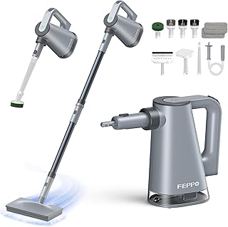FEPPO Steam Mop with Detachable Handheld Steam Cleaner for Home and Floor Cleaning, 10-in-1 Multi-purpose Attachments, Powerful Steamer for Floors, Hardwood, Tiles,Grout,Windows,Kitchen,Bath