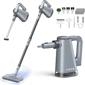 FEPPO Steam Mop with Detachable Handheld Steam Cleaner for Home and Floor Cleaning, 10-in-1 Multi-purpose Attachments & 2 Pads, Powerful Steamer for Floors, Hardwood, Tiles,Grout,Windows,Kitchen,Bath