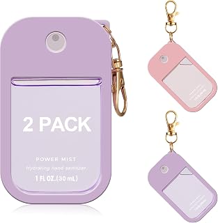 2 Pack Silicone Case for Touchland Hand Sanitizer Spray 1 FL OZ/30 mL, Purple & Pink Portable with Keychain, Protective Cover Compatible with Touchland