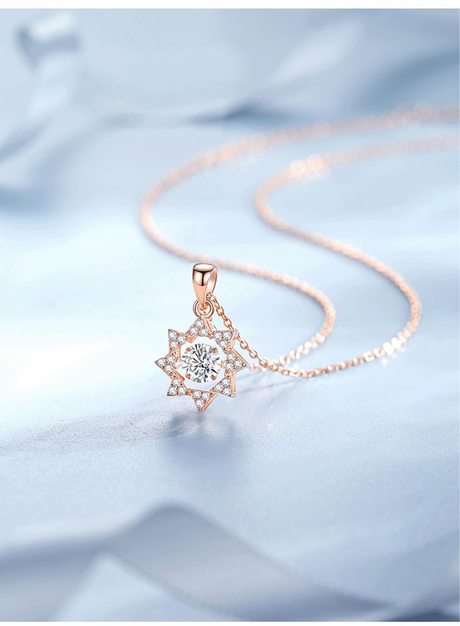 Collar con colgante de cadena de oro blanco de 9 K/14 K/18 K para mujer, en forma de estrella con moissanita de 0,5 quilates, collar azul plateado para mujer
