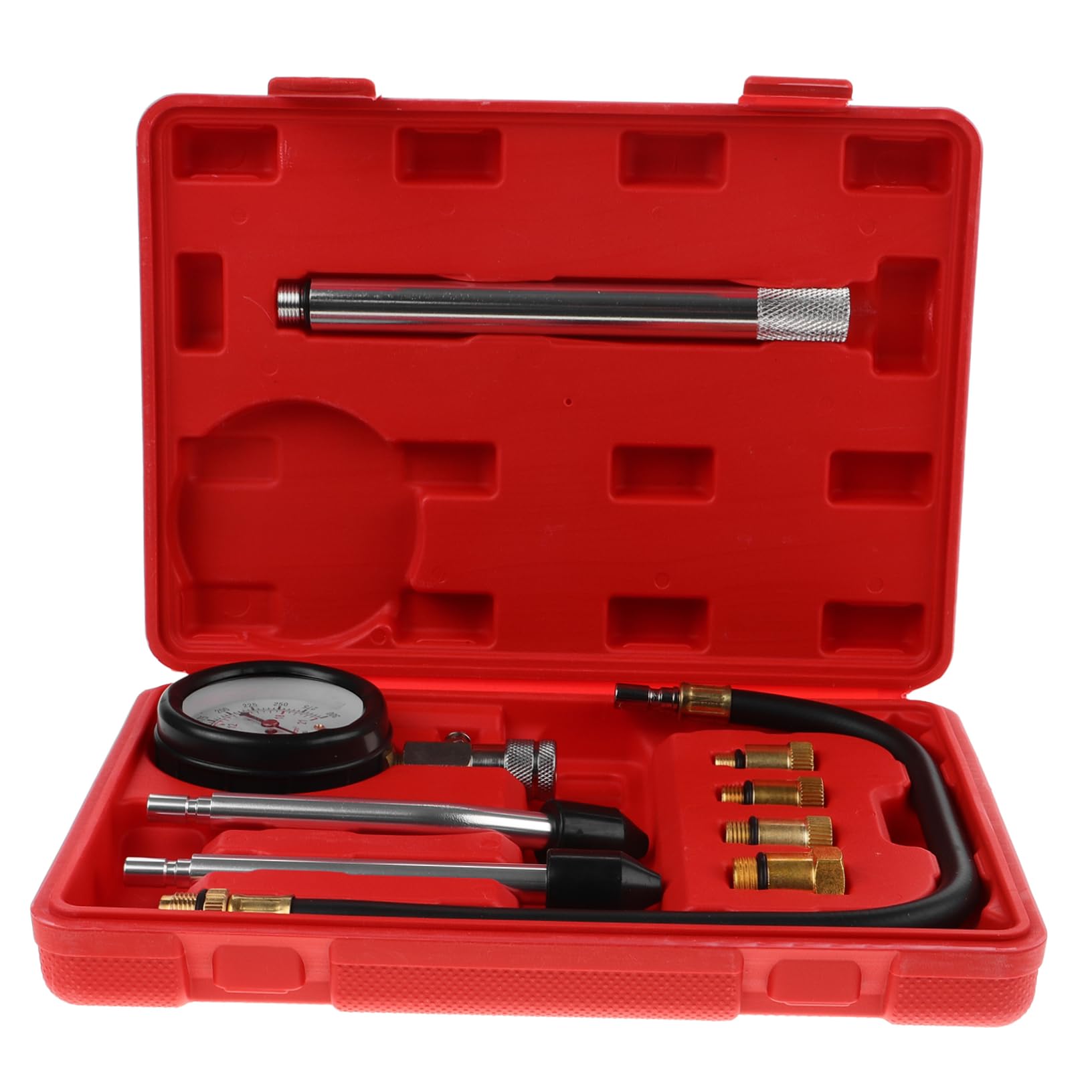 Alipis Probador De Compresión De Cilindros Compatible Coches y Motocicletas Medidor De Presión Para Reparaciones Kit Completo