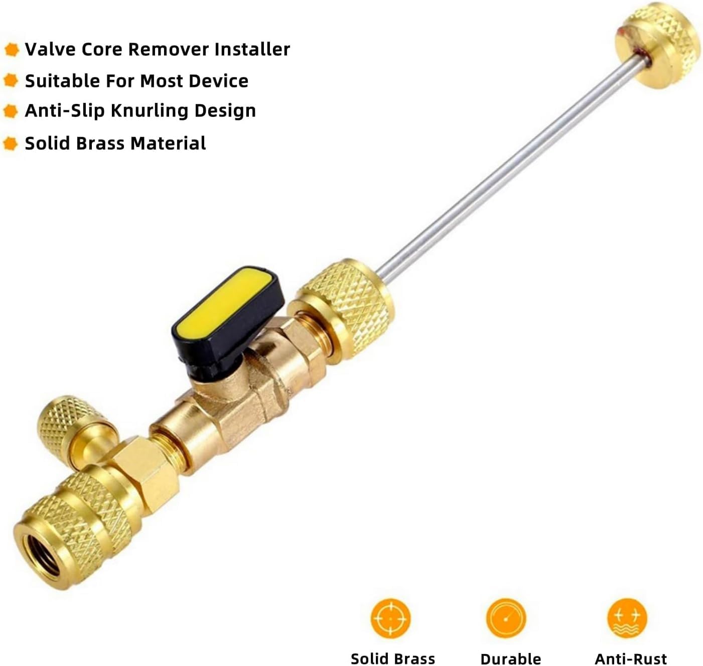 R410A R22 AC Valve Core Remover Installer Tool, Valve Core Remover, Dual Size 1/4"-5/16" Port HVAC Valve Core Removal Installer for Refrigeration Air Conditioning A/C Line Repair Tools