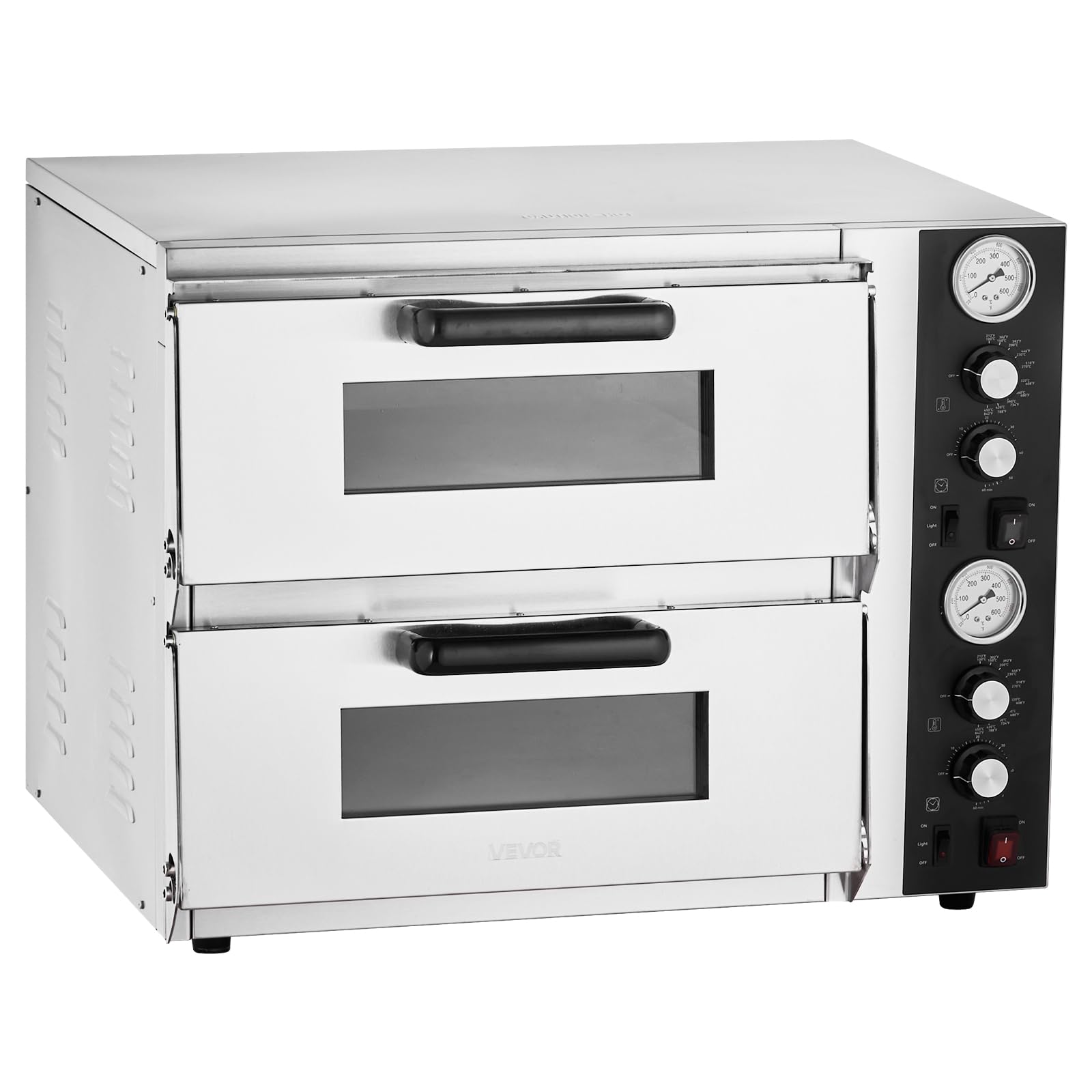 VEVOR 18 Inch Electric Pizza Oven Countertop Pizza Maker Indoor Pizza Machine 2 Levels with Independent Upper and Lower Temperature Control, Max Temperature 450℃ for Kitchen