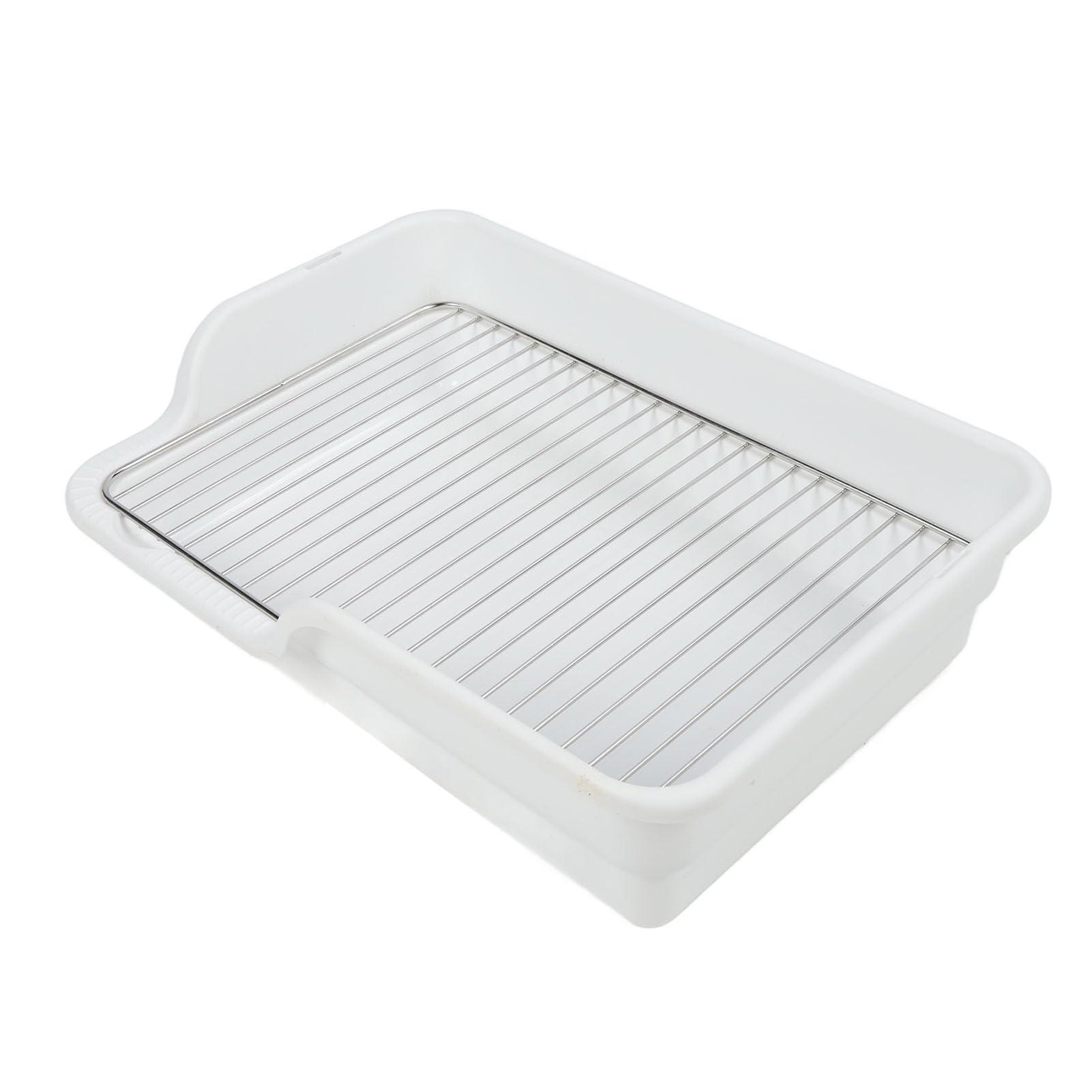 Bandeja higiénica para perros, inodoro de adiestramiento para perros pequeños y medianos, inodoro interior para mascotas con rejilla de acero inoxidable a prueba de derrames y (Blanca)