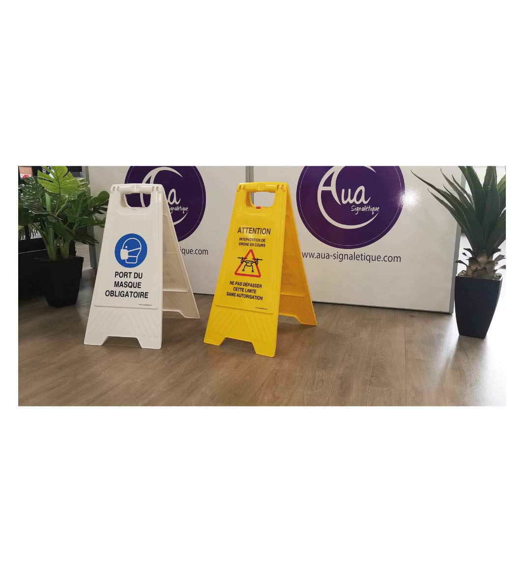 Aua Signaletique - Chevalet Signalisation Vierge sans Marquage - Poids 1 kg en Plastique Jaune
