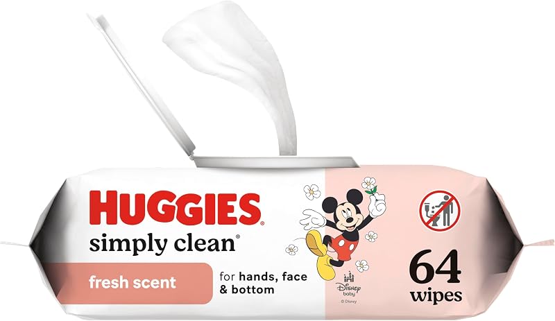 Simply Clean Baby Wipes, Fresh Scent, 1 Pack, 64 Wipes